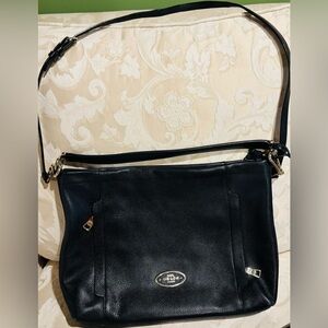 Coach Black Leather Shoulder Bag with Gold Hardware